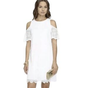 Lilly Pulitzer White Cold-Shoulder Lace Shift Dress